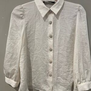 Zara Elegant silk White Button-Up Blouse